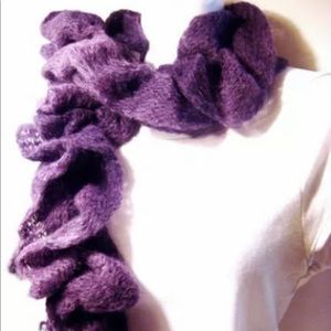 Italian Errebi Scarf Ruffle Purple Pure Wool Blend
